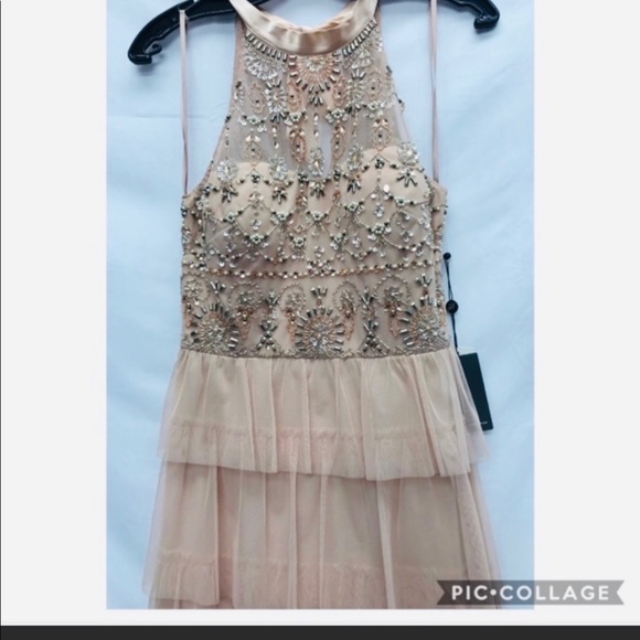 Adrianna Papell tiered tulle skirt beaded bodice - Picture 5 of 9